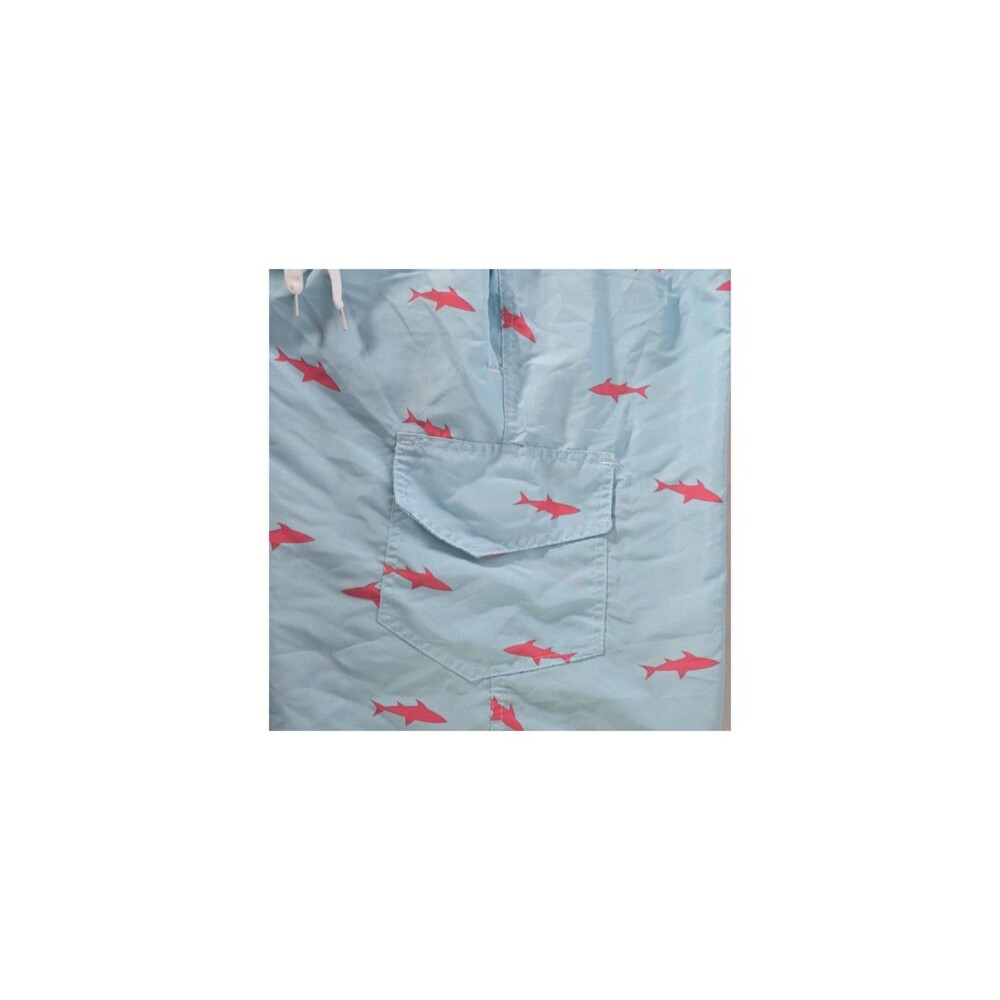 Men's Blue Polyester Swimwear / Bathing Suit With Sharks - Size Large.